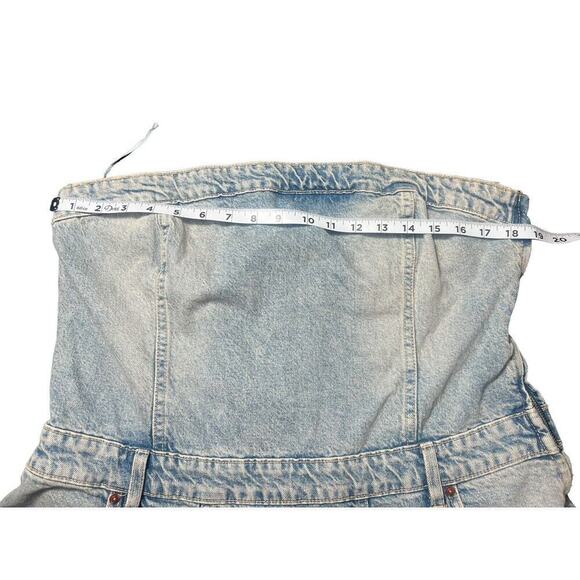 ZARA TRF Strapless Pleated Denim Mini Dress XL NWT | Y2K Corset Tube Style - Picture 9 of 14